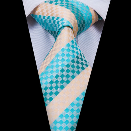 Leo Silk Dress Tie // Blue + Cream