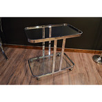 Mid-Century Modern 1970s Milo Baughman Chrome Bar Cart