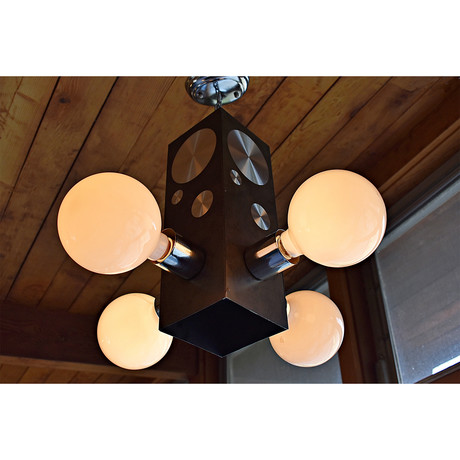 1970s 4-Sided Chandelier + Dimmer