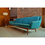 Mid-Century Original 1960s Danish Sofa by L. H. Hielle