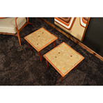 Mid-Century Low Profile Tile Top Side Tables // Set of 2