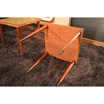 Mid-Century Low Profile Tile Top Side Tables // Set of 2