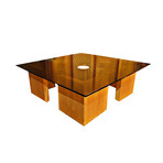 Mid-Century Smoked Glass Adjustable Base Coffee Table