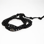 Jean Claude Jewelry // Double Wrap Agate Bracelet + Skull // Black + Silver
