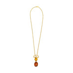 Magerit Versalles Couple Special 18k Yellow Gold Diamond + Orange Tourmaline Necklace