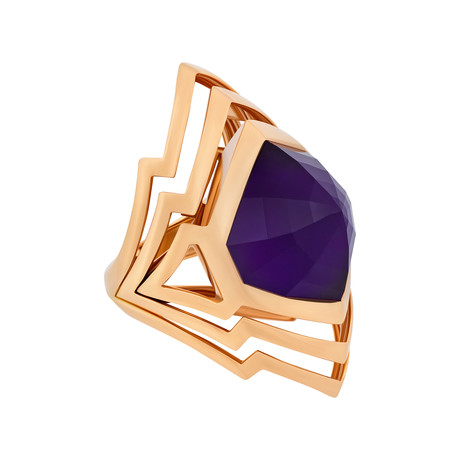 Stephen Webster Lady Stardust 18k Rose Gold Amethyst + White Mother of Pearl Resort Ring // Ring Size: 7