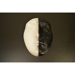 Plaster Black + White Face Wall Art Sculpture