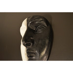 Plaster Black + White Face Wall Art Sculpture