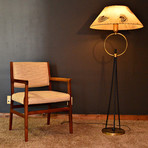 Mid-Century Circle Tripod Lamp + Rice Paper Shade