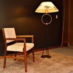 Mid-Century Circle Tripod Lamp + Rice Paper Shade