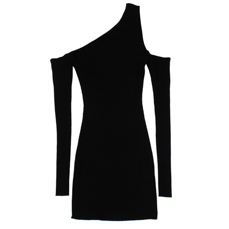 Amiri // Off Shoulder Rib Knit Mini Dress // Black (34)