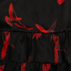 Amiri // Ruffle Dove Short Silk Dress // Black (34)
