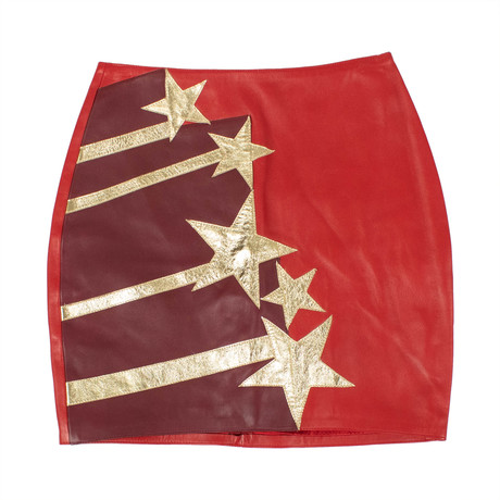 Faith Connexion// Leather Mini Patch Skirt // Red (34)
