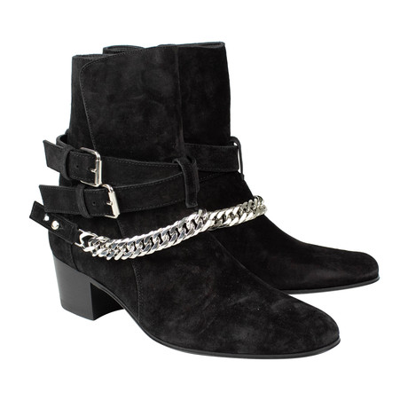 Amiri // Suede Leather Chain Buckle Boots // Black (US: 7)