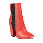 Amiri // Leather Glitter Stripe Short Boots // Red (US: 7)