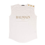 Balmain Paris // Sleeveless Cotton Logo T-Shirt // White (42)