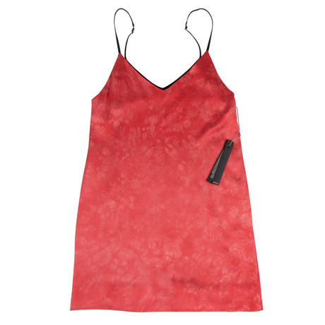 Amiri // Silk Tie Dye Leather Strap Slip Dress // Red (34)