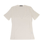 Balmain Paris // Short Sleeve Deep V Neck Knit T-Shirt // White (40)