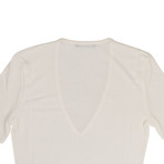 Balmain Paris // Short Sleeve Deep V Neck Knit T-Shirt // White (40)