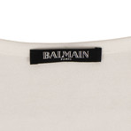 Balmain Paris // Short Sleeve Deep V Neck Knit T-Shirt // White (40)