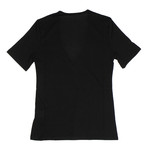 Balmain Paris // Short Sleeve Deep V-Neck Knit T-Shirt // Black (36)