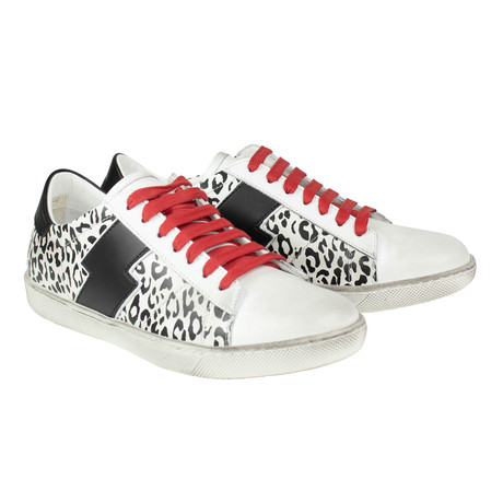 Amiri // 'Viper Snow Leopard' Leather Sneakers // White (US: 7)