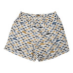 Brioni // Whale Pattern Bathing Suit // Blue + Mustard + Cream (S)