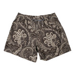 Brioni // Paisley Pattern Bathing Suit // Brown + Cream (S)