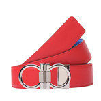 Monogram Reversible Leather Belt // Black + Blue + Red