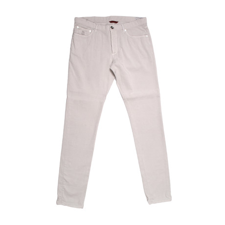5 Pocket Denim Style Corduroy Pants // Ivory (32WX32L)