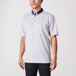 Vincent Polo Button Up // White + Blue (Small)