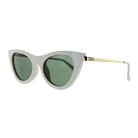 Women's Cat Eye Sunglasses // White + Khaki