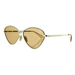 Women's Cat Eye Sunglasses // Bright Gold + Brown