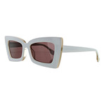 Women's Cat Eye Sunglasses // White + Blush + Smokey Brown