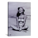 A Young, Smiling Marilyn Monroe Sitting On The Beach by Radio Days (18"W x 26"H x 0.75"D)