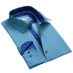 Circle Reversible Cuff Button Down Shirt // Turquoise + Blue (3XL)