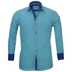 Circle Reversible Cuff Button Down Shirt // Turquoise + Blue (L)