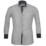 Reversible Cuff Button Down Shirt // White + Gray (S)