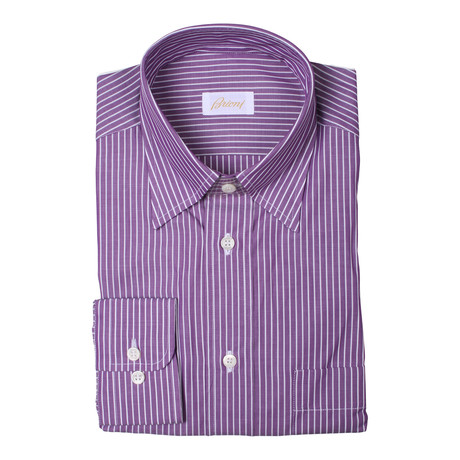 Brioni // Ben Striped Dress Shirt // Purple (Euro: 39)