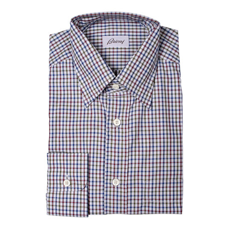 Brioni // Daniel Checked Dress Shirt // Multicolor (Euro: 39)