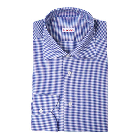 Isaia // Aldo Checked Dress Shirt // Blue (US: 15R)