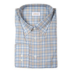 Brioni // Benny Checked Dress Shirt // Blue (Euro: 45)