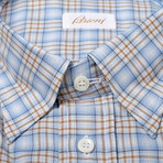 Brioni // Benny Checked Dress Shirt // Blue (Euro: 45)