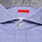 Isaia // Caro Geometric Dress Shirt // Blue (US: 15.5R)