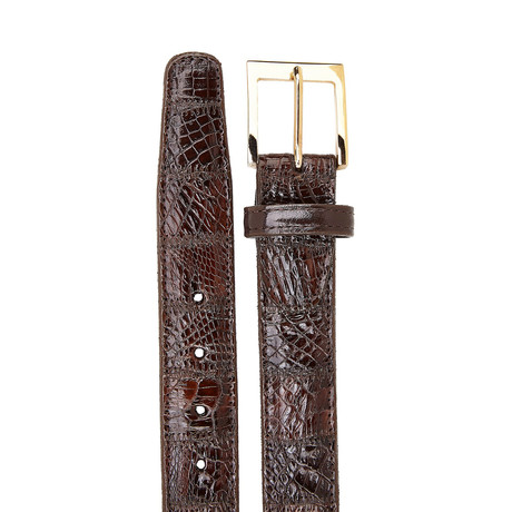 Patchwork Crocodile Belt // Brown