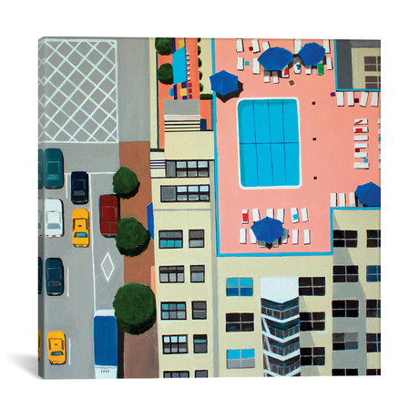 NYC Roof Pool by Toni Silber-Delerive (18"W x 18"H x 0.75"D)
