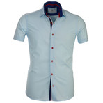 Short-Sleeve Button Up // Solid Sky Blue (L)