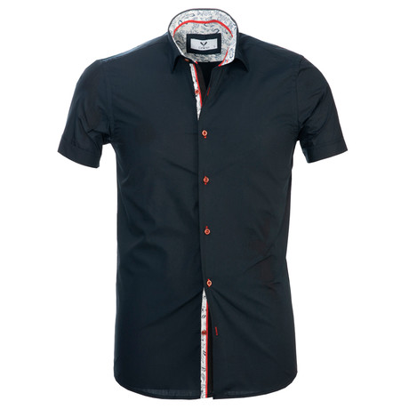 Short Sleeve Button Up // Solid Navy Blue (M)