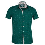 Short-Sleeve Button Up // Dark Green Floral (3XL)