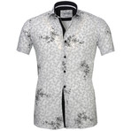 Celino // Short Sleeve Button Up I // White + Black Floral (2XL)